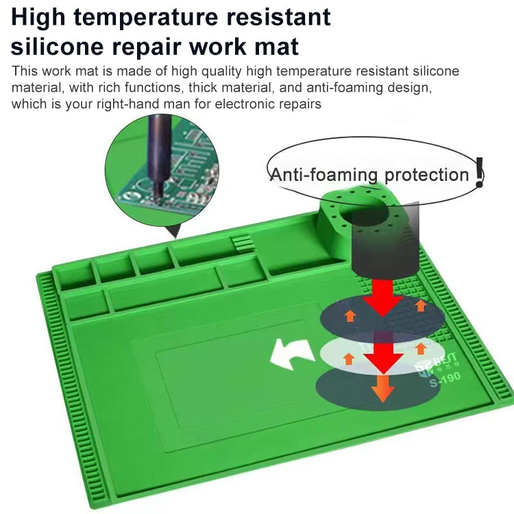 BEST S-190 High-temperature Resistant Silicone Pad Workbench Pad(Grey) - Working Mat by BEST | Online Shopping UK | buy2fix