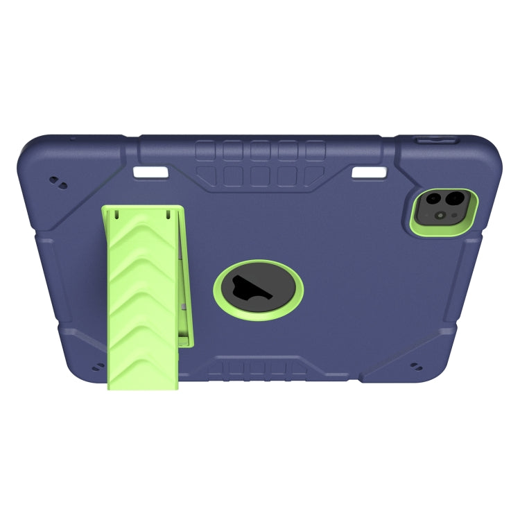 For iPad Pro 11 2024 Armor Holder Silicone Hybrid PC Tablet Case(Navy Yellow Green) - iPad Pro 11 2024 Cases by buy2fix | Online Shopping UK | buy2fix