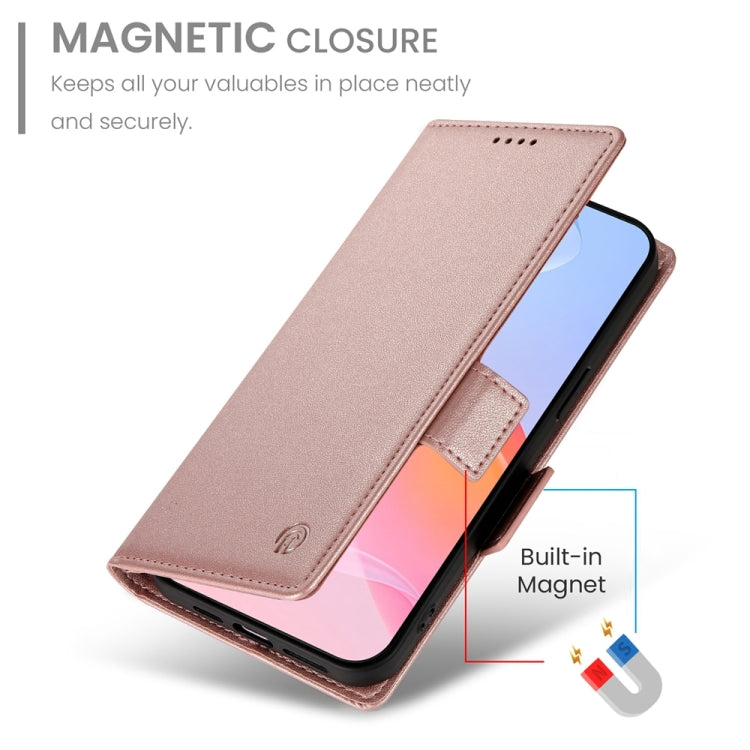 For iPhone 16 Pro Side Buckle Magnetic Frosted Leather Phone Case(Rose Gold) - iPhone 16 Pro Cases by buy2fix | Online Shopping UK | buy2fix