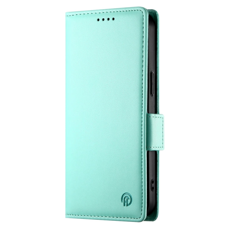 For iPhone 16 Plus Side Buckle Magnetic Frosted Leather Phone Case(Mint Green) - iPhone 16 Plus Cases by buy2fix | Online Shopping UK | buy2fix