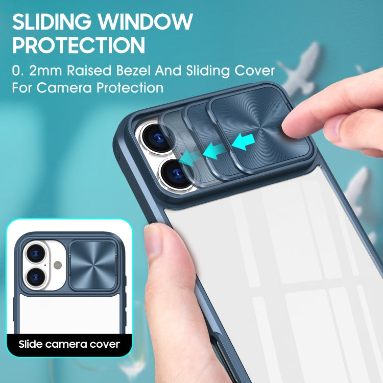 For iPhone 16 Pro Max Sliding Camshield Acrylic Hybrid TPU Phone Case(Navy Blue) - iPhone 16 Pro Max Cases by buy2fix | Online Shopping UK | buy2fix