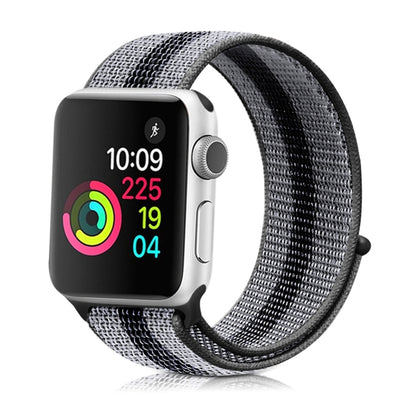 Nylon Loop Watch Band For Apple Watch Ultra 49mm&Watch Ultra 2 49mm / Series 9&8&7 45mm / SE 3&SE 2&6&SE&5&4 44mm / 3&2&1 42mm (Striped Black) - Watch Bands by buy2fix | Online Shopping UK | buy2fix