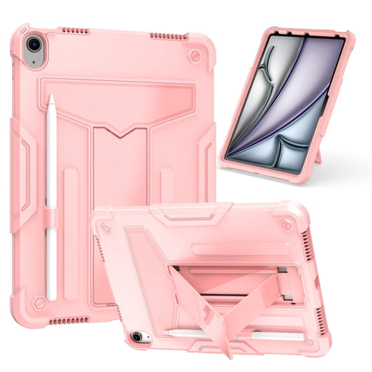 For iPad Air 11 2025 /  2024 T Holder Robot Silicone Hybrid PC Tablet Case(Rose Gold) - iPad Air 11 2025 / 2024 Cases by buy2fix | Online Shopping UK | buy2fix