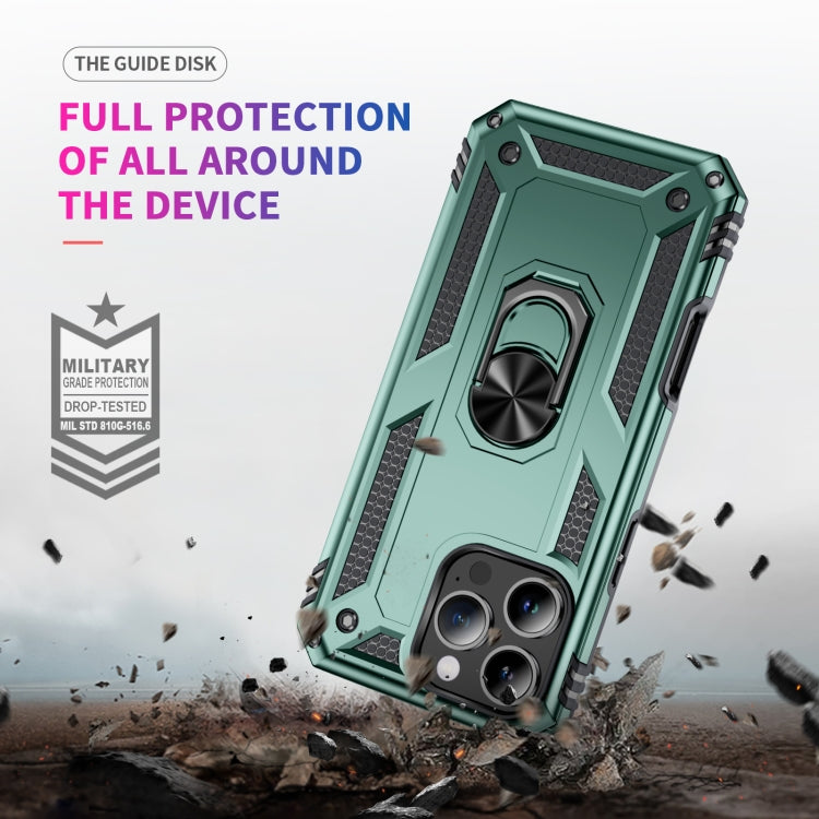 For iPhone 16 Pro Shockproof TPU Hybrid PC Phone Case with Holder(Dark Green) - iPhone 16 Pro Cases by buy2fix | Online Shopping UK | buy2fix