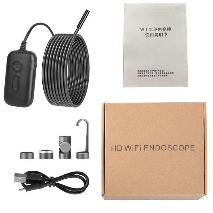 Y15 3.9mm Single Camera WiFi Connected Hard Cable HD Industrial Endoscope, Length:2m(Black) -  by buy2fix | Online Shopping UK | buy2fix