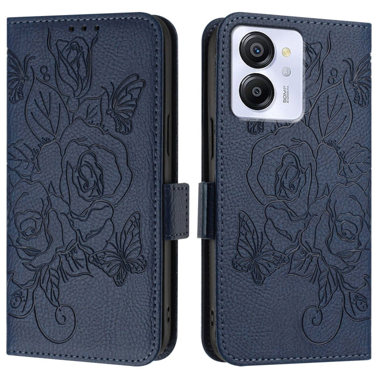 For Blackview Color 8 / Oscal Modern 8 Embossed Rose RFID Anti-theft Leather Phone Case(Dark Blue) - More Brand by buy2fix | Online Shopping UK | buy2fix