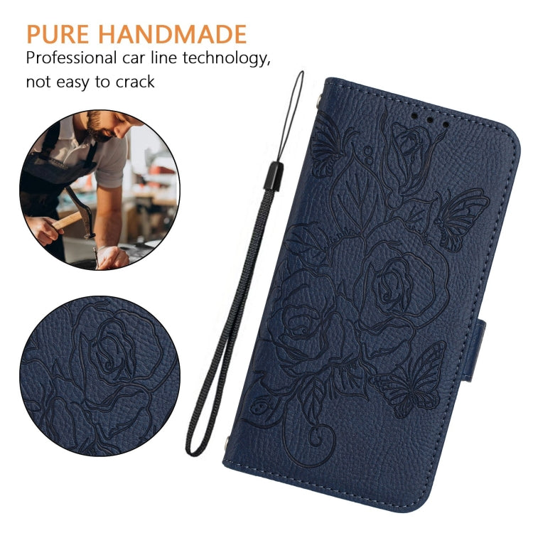 For Blackview Color 8 / Oscal Modern 8 Embossed Rose RFID Anti-theft Leather Phone Case(Dark Blue) - More Brand by buy2fix | Online Shopping UK | buy2fix