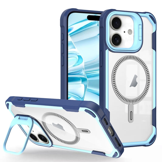 For iPhone 16 Plus Transparent Acrylic MagSafe Lens Holder Phone Case(Blue) - iPhone 16 Plus Cases by buy2fix | Online Shopping UK | buy2fix