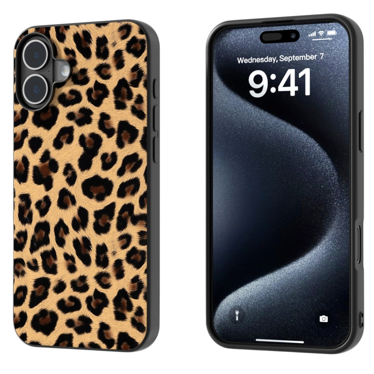 For iPhone 16 Plus Black Frame Leopard Phone Case(Leopard Print) - iPhone 16 Plus Cases by buy2fix | Online Shopping UK | buy2fix