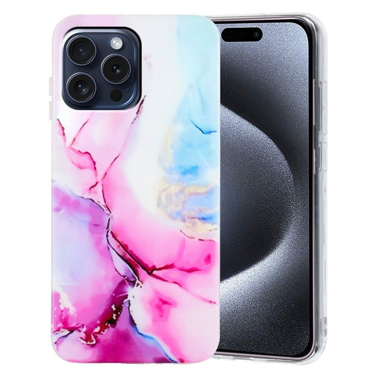 For iPhone 16 Pro IMD Marble TPU Phone Case(Pink Blue) - iPhone 16 Pro Cases by buy2fix | Online Shopping UK | buy2fix