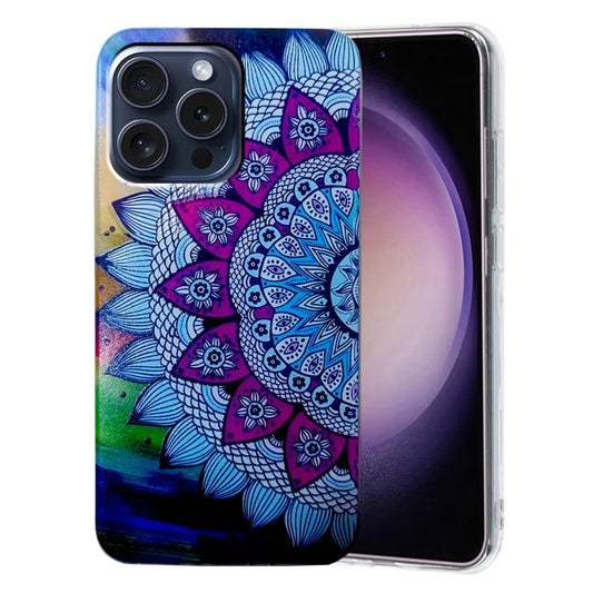 For iPhone 16 Pro Colored Drawing Pattern TPU Phone Case(Half-flower) - iPhone 16 Pro Cases by buy2fix | Online Shopping UK | buy2fix