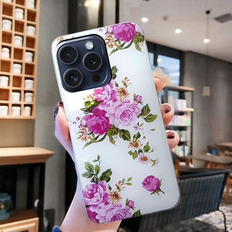 For iPhone 16 Pro Colored Drawing Pattern TPU Phone Case(Rose Flower) - iPhone 16 Pro Cases by buy2fix | Online Shopping UK | buy2fix