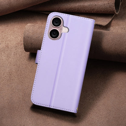 For iPhone 16 Plus Square Texture Leather Phone Case(Purple) - iPhone 16 Plus Cases by buy2fix | Online Shopping UK | buy2fix