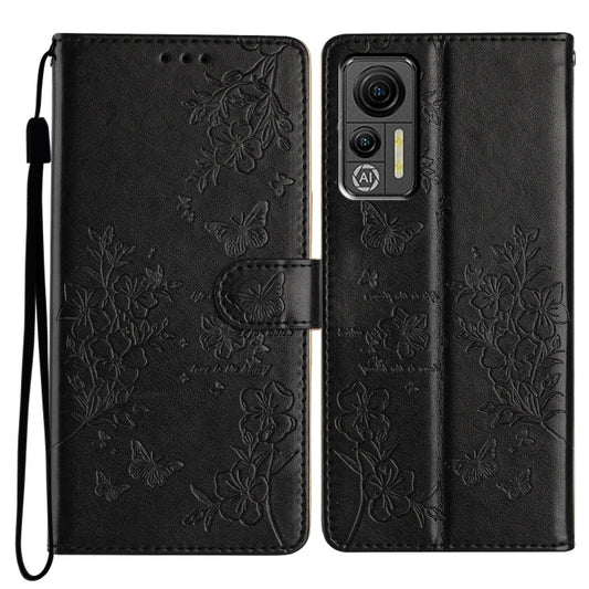 For Ulefone Note 14 Butterflies and Flowers Leather Phone Case(Black) - Ulefone Cases by buy2fix | Online Shopping UK | buy2fix