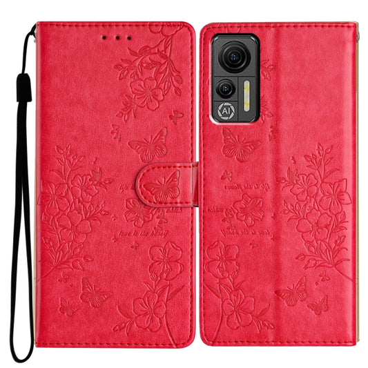 For Ulefone Note 14 Butterflies and Flowers Leather Phone Case(Red) - Ulefone Cases by buy2fix | Online Shopping UK | buy2fix