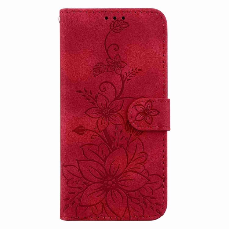 For Samsung Galaxy S25 5G Lily Embossed Leather Phone Case(Red) - Galaxy S25 5G Cases by buy2fix | Online Shopping UK | buy2fix