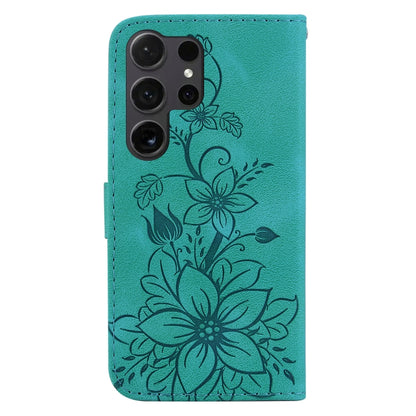 For Samsung Galaxy S25 Ultra 5G Lily Embossed Leather Phone Case(Green) - Galaxy S25 Ultra 5G Cases by buy2fix | Online Shopping UK | buy2fix