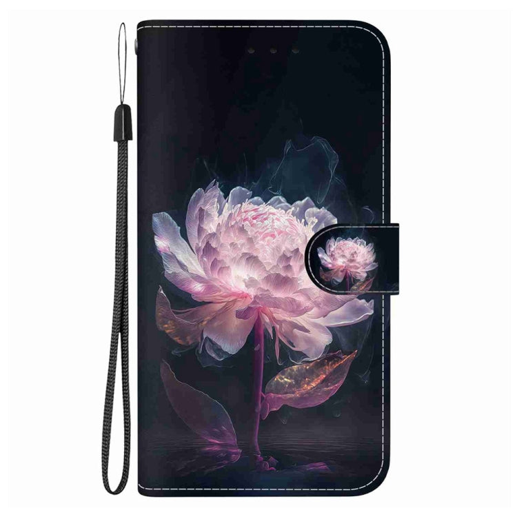 For Samsung Galaxy S25 Ultra 5G Crystal Texture Colored Drawing Leather Phone Case(Purple Peony) - Galaxy S25 Ultra 5G Cases by buy2fix | Online Shopping UK | buy2fix