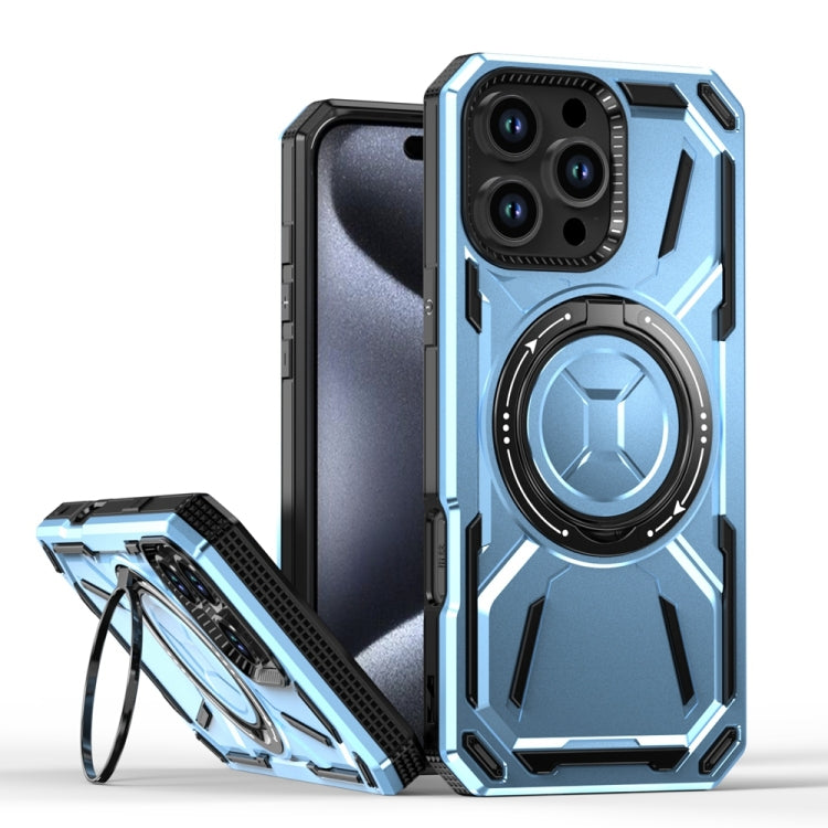 For iPhone 16 Pro Max Armor II Series MagSafe Magnetic Holder Phone Case(Light Blue) - iPhone 16 Pro Max Cases by buy2fix | Online Shopping UK | buy2fix