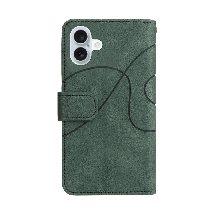 For iPhone 16 Plus Dual-color 9 Card Slots Zipper Wallet Leather Phone Case(Green) - iPhone 16 Plus Cases by buy2fix | Online Shopping UK | buy2fix