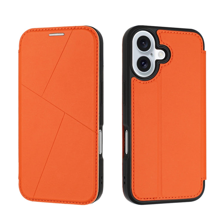 For iPhone 16 Plus Magnetic Armor Series RFID Card Slots Leather Phone Case(Orange) - iPhone 16 Plus Cases by buy2fix | Online Shopping UK | buy2fix