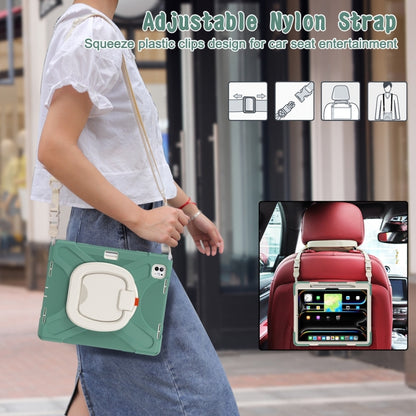 For iPad Pro 13 2024 Silicone Hybrid PC Tablet Case with Holder & Shoulder Strap(Emerald Green) - iPad Pro 13 2024 Cases by buy2fix | Online Shopping UK | buy2fix