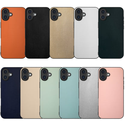 For iPhone 16 Plus PU Leather Black Frame Full Coverage Phone Case(Gold) - iPhone 16 Plus Cases by buy2fix | Online Shopping UK | buy2fix