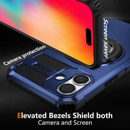 For iPhone 16 Rotating Magnetic Holder Phone Case(Royal Blue) - iPhone 16 Cases by buy2fix | Online Shopping UK | buy2fix