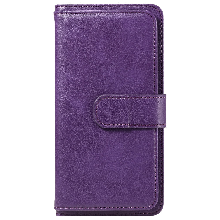 For iPhone 16 Pro Multi-Function Wallet 10 Card Slots Leather Phone Case(Violet) - iPhone 16 Pro Cases by buy2fix | Online Shopping UK | buy2fix