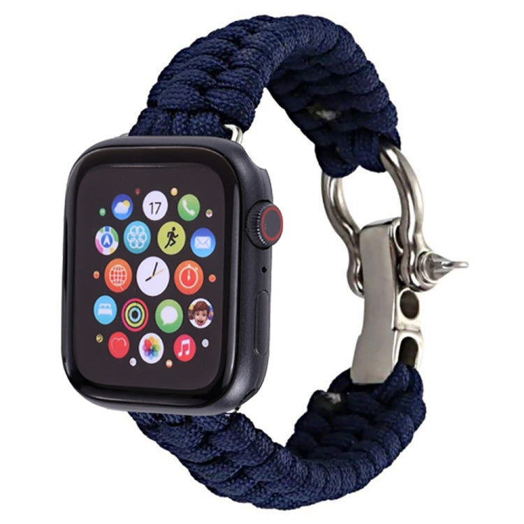 For Apple Watch Ultra 49mm&Watch Ultra 2 49mm / Series 9&8&7 45mm / SE 3&SE 2&6&SE&5&4 44mm / 3&2&1 42mm Umbrella Cord Nylon Braided Watch Band(Blue) - Watch Bands by buy2fix | Online Shopping UK | buy2fix