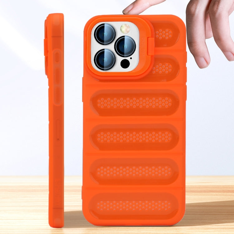 For iPhone 16 Pro Invisible Holder Cooling Phone Case(Transparent Orange) - iPhone 16 Pro Cases by buy2fix | Online Shopping UK | buy2fix