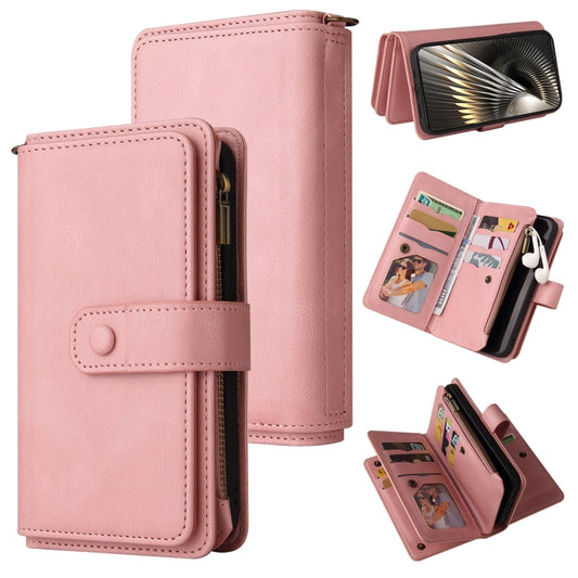 For Xiaomi Poco F6 Skin Feel Multi Card Slots Zipper Wallet Leather Phone Case(Pink) - Xiaomi Cases by buy2fix | Online Shopping UK | buy2fix