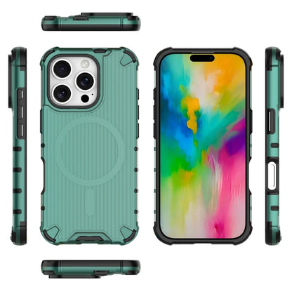 For iPhone 16 Pro Grating Airbag Shockproof MagSafe Frosted Phone Case(Green) - iPhone 16 Pro Cases by buy2fix | Online Shopping UK | buy2fix