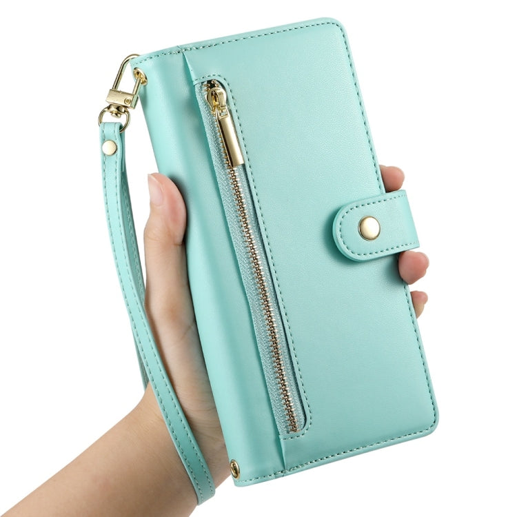 For Redmi K70 Ultra Nine Card-slot Zipper Wallet Bag Leather Phone Case(Mint Green) - Xiaomi Cases by buy2fix | Online Shopping UK | buy2fix