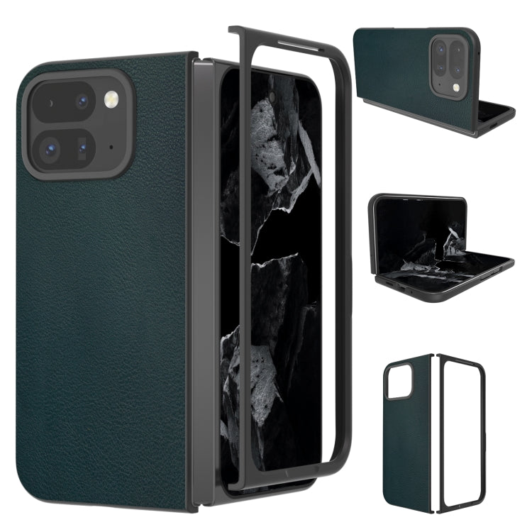 For Google Pixel 9 Pro Fold PU Leather Black Frame Full Coverage Phone Case(Green) - Google Cases by buy2fix | Online Shopping UK | buy2fix