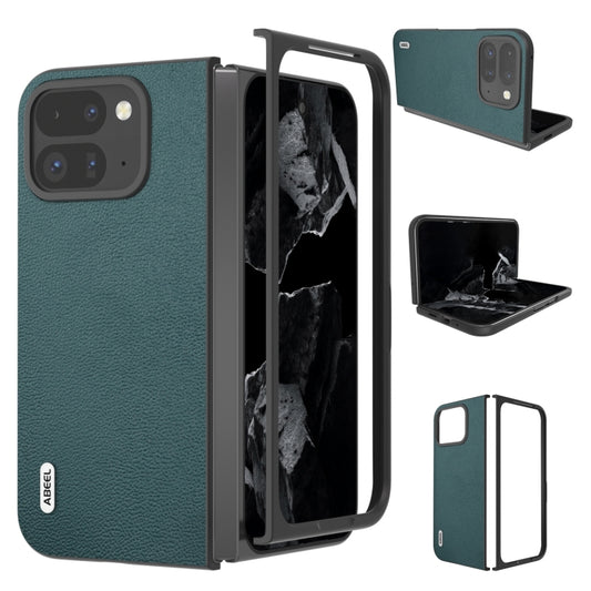 For Google Pixel 9 Pro Fold ABEEL Genuine Leather Luolai Series Phone Case(Dark Green) - Google Cases by buy2fix | Online Shopping UK | buy2fix