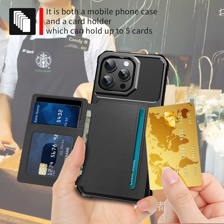 For iPhone 16 Pro Max Magnetic Wallet Card Bag Leather Phone Case(Black) - iPhone 16 Pro Max Cases by buy2fix | Online Shopping UK | buy2fix