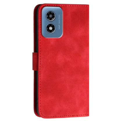 For Motorola Moto G Play 4G 2024 YX0080 Grid Butterfly Embossed Pattern Flip Leather Phone Case with Lanyard(Red) - Motorola Cases by buy2fix | Online Shopping UK | buy2fix