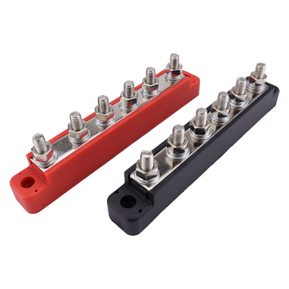 Pair 6 Way 48V 150A M6 Power Distribution Block Terminal Studs(Black + Red) - Booster Cable & Clip by buy2fix | Online Shopping UK | buy2fix