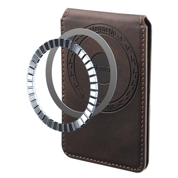 Denior V11 VV MagSafe Magnetic Phone PU Card Sleeve(Brown) - Others Accessories by Denior | Online Shopping UK | buy2fix