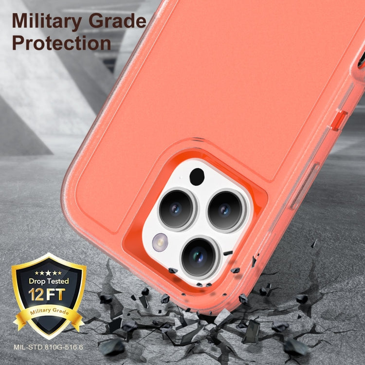 For iPhone 16 Pro Max Rugged PC + Silicone Phone Case with Holder(Transparent+Orange) - iPhone 16 Pro Max Cases by buy2fix | Online Shopping UK | buy2fix