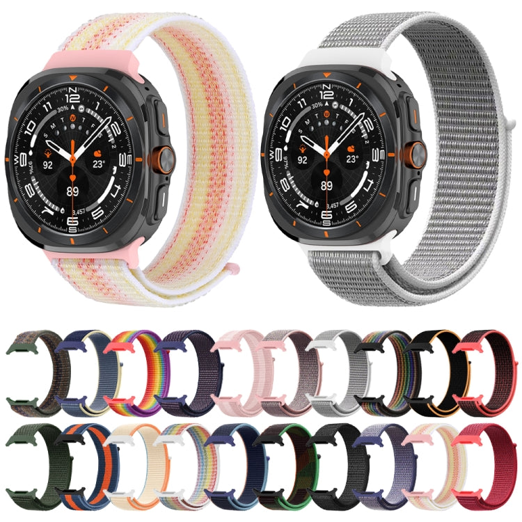 For Samsung Galaxy Watch Ultra 47mm Plastic Connector Nylon Loop Watch Band(Black Rainbow) - Watch Bands by buy2fix | Online Shopping UK | buy2fix