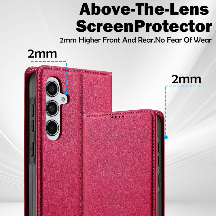 For Samsung Galaxy S24 FE 5G LC.IMEEKE L1 Series Frosted Fine Texture PU Phone Case(Red) - Galaxy S24 FE 5G Cases by LC.IMEEKE | Online Shopping UK | buy2fix