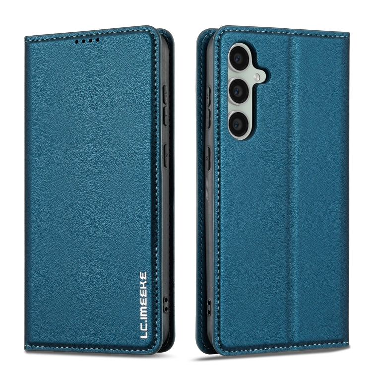 For Samsung Galaxy S24+ 5G LC.IMEEKE L1 Series Frosted Fine Texture PU Phone Case(Blue) - Galaxy S24+ 5G Cases by LC.IMEEKE | Online Shopping UK | buy2fix