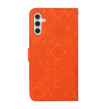 For Samsung Galaxy S25 5G Ethnic Style Embossed Pattern Leather Phone Case(Orange) - Galaxy S25 5G Cases by buy2fix | Online Shopping UK | buy2fix