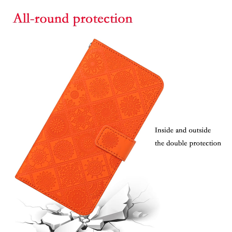 For Samsung Galaxy S25+ 5G Ethnic Style Embossed Pattern Leather Phone Case(Orange) - Galaxy S25+ 5G Cases by buy2fix | Online Shopping UK | buy2fix