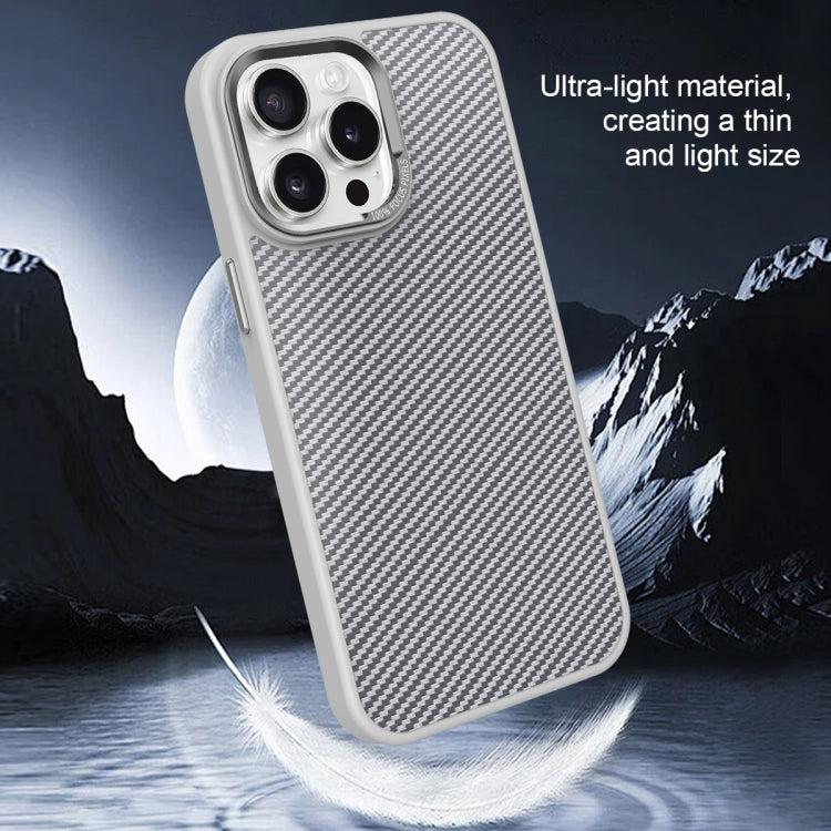 For iPhone 13 Pro Max Carbon Fiber Texture MagSafe Magnetic Shockproof Phone Case(Grey) - iPhone 13 Pro Max Cases by buy2fix | Online Shopping UK | buy2fix