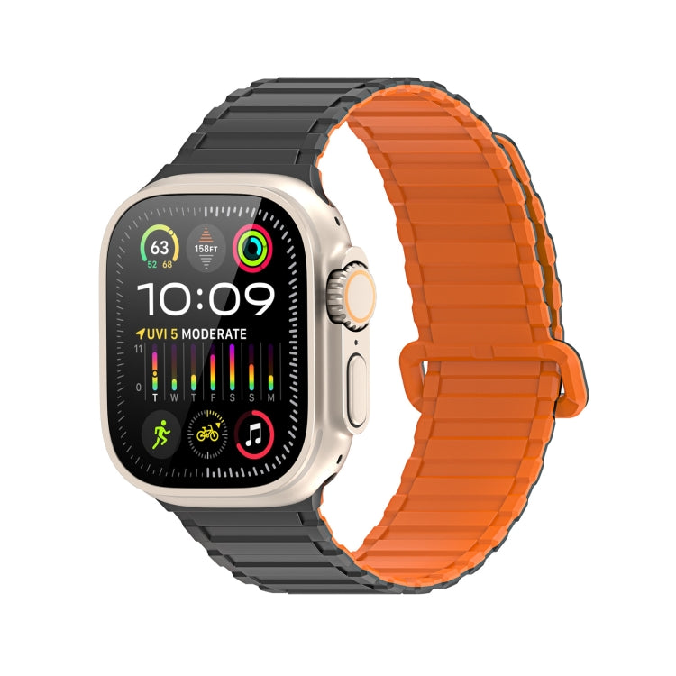 For Apple Watch Series 3 42mm DUX DUCIS KJ Series Magnetic Buckle Silicone Watch Band(Black Orange) - Watch Bands by DUX DUCIS | Online Shopping UK | buy2fix