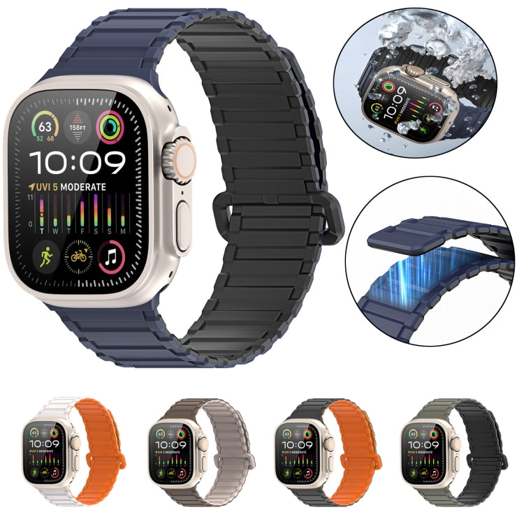 For Apple Watch SE 44mm DUX DUCIS KJ Series Magnetic Buckle Silicone Watch Band(Black Green) - Watch Bands by DUX DUCIS | Online Shopping UK | buy2fix