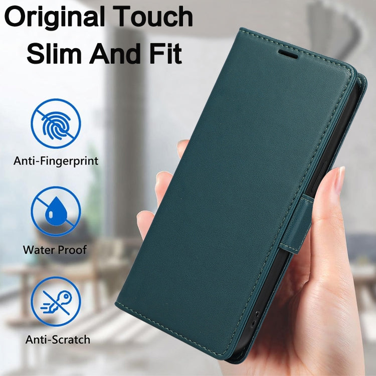 For iPhone 16 Plus Side Buckle RFID Anti-theft Leather Phone Case(Green) - iPhone 16 Plus Cases by buy2fix | Online Shopping UK | buy2fix